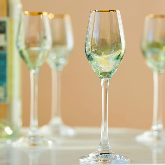 24K Gold Waterfall cordial wine glasses - Picture 3 of 15